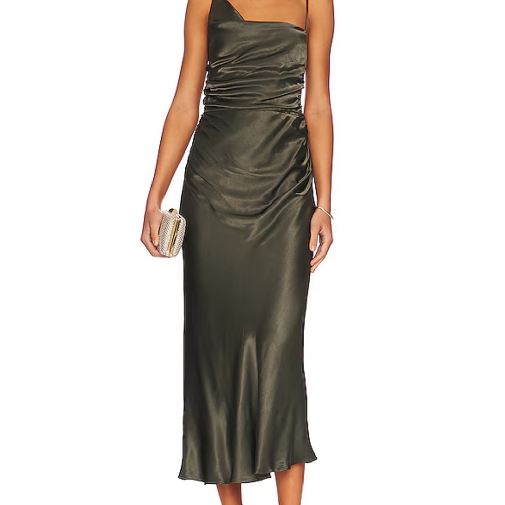 Shona Joy Cowl chest Midi Dress - Forest